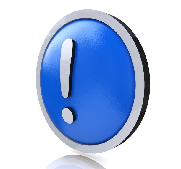 感叹号在设计中涉及到互联网上的风险信息。3d插图图片下载