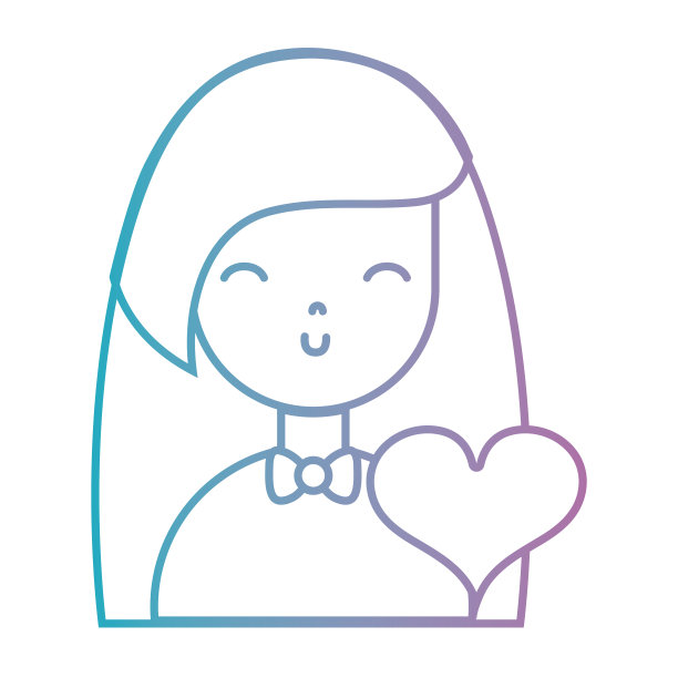 线女孩的发型和心脏设计图片下载