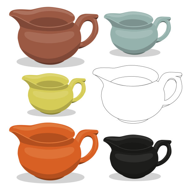 不同粘土类型的中国牛奶罐。图片下载