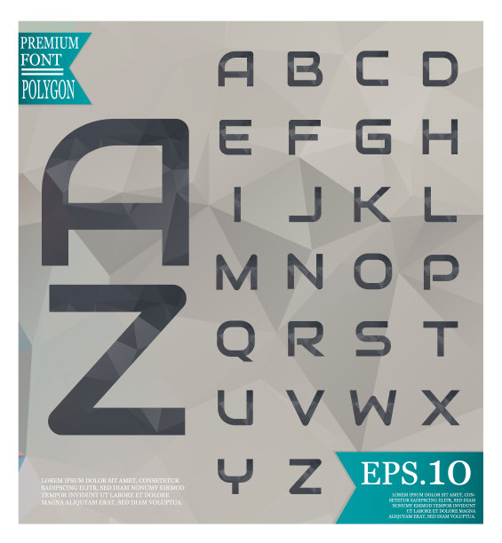 多边形字母字体向量和背景多边形，淡色图片下载