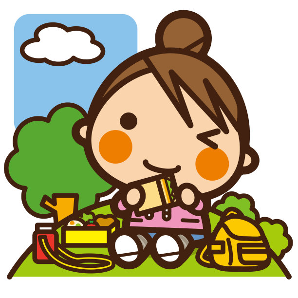 学校的孩子/远足午餐女孩图片下载