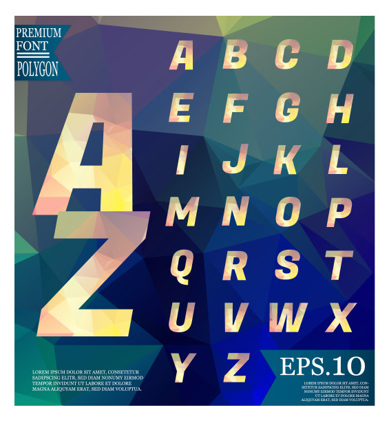 字体设计低聚抽象背景模板或灯光背景插图。每股收益10图片下载