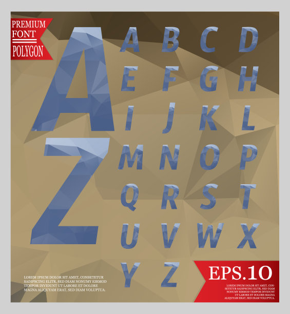 字体低聚和背景全颜色的几何形状。五彩缤纷的马赛克图案。EPS.10图片下载