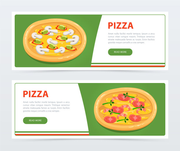 披萨横幅模板与不同的成分图片下载
