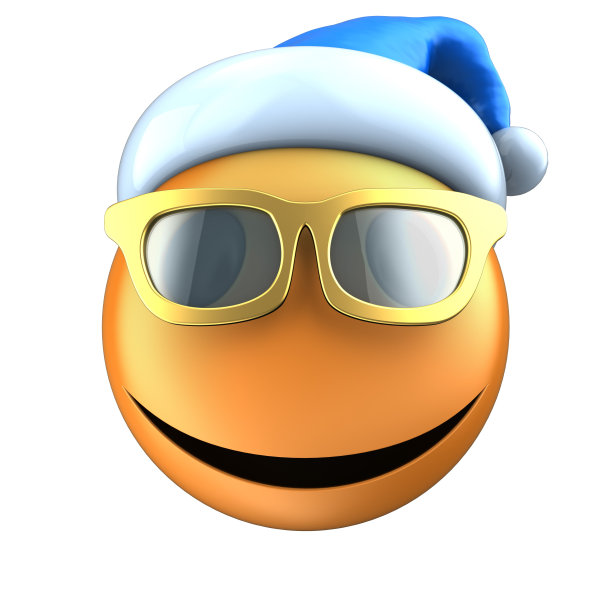 3d橙色表情微笑与圣诞帽图片下载