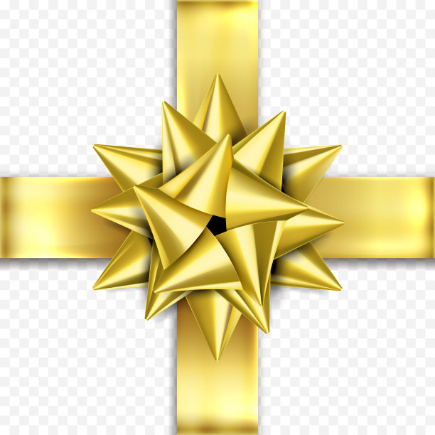 金礼物蝴蝶结丝带矢量设计模板生日礼物，新年圣诞礼物图片下载