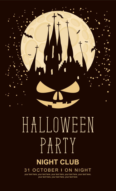 带有古老哥特式城堡的万圣节横幅图片下载