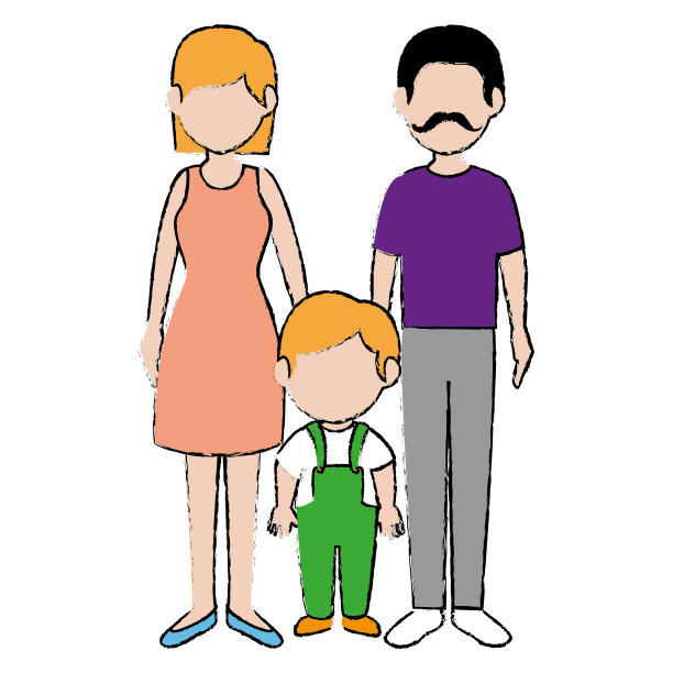 父母夫妇和儿子的化身角色图片下载