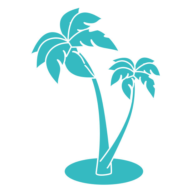 树棕榈滩孤立的图标图片下载
