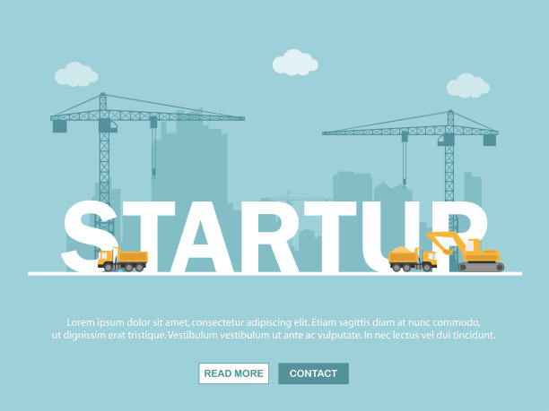 起重机和启动大楼。信息图表模板。矢量插图。图片下载