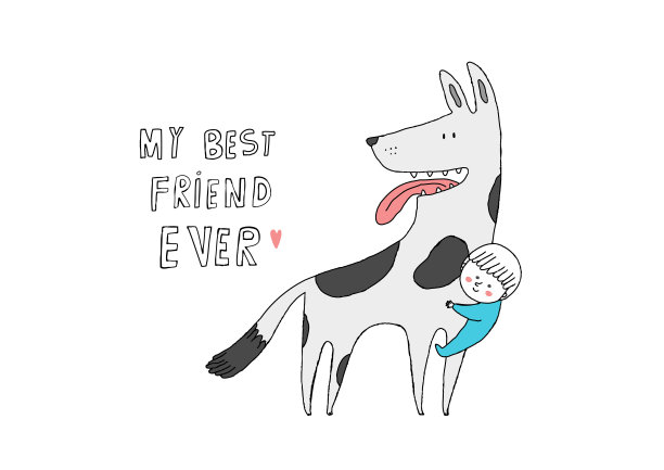 我最好的朋友，手绘矢量图素材图片