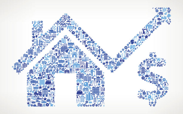 房屋定价、建筑行业矢量图标模式图片下载