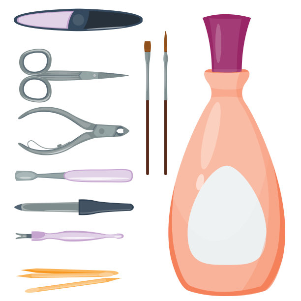 美甲、护手、手指仪器向量时尚个人化妆品设备图片下载