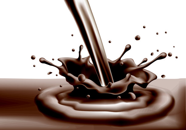 溅巧克力在棕色背景设计的食物和饮料背景矢量插图。图片下载