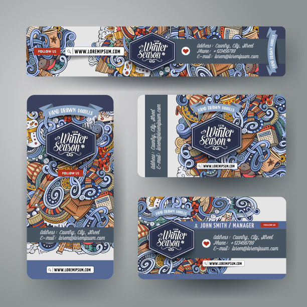 企业标识与涂鸦卡通冬季主题图片下载