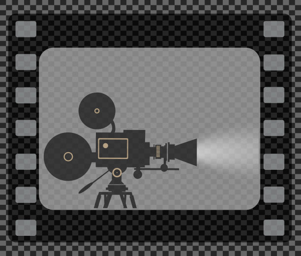 老式电影摄像机的平面图标。怀旧电影放映机。图片下载