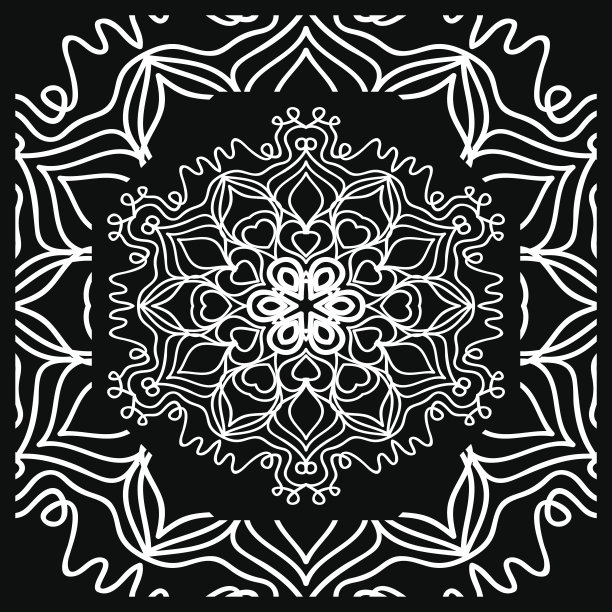 矢量插图。花样与花卉曼陀罗，装饰边界。印花面料，手帕设计图片下载