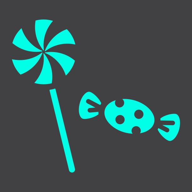 糖果符号图标，万圣节和恐怖，甜蜜的符号矢量图形，一个固体图案的黑色背景，eps 10。图片下载