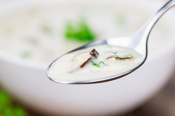 乡村背景下的新鲜牛肝菌汤图片下载