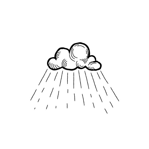 雨图标。手工绘制的云与雨滴。天气的标签图片下载