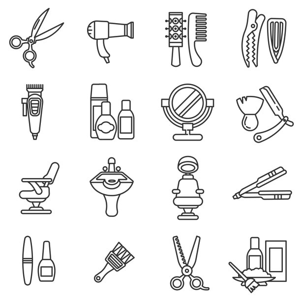 美容美发图标集。素材图片