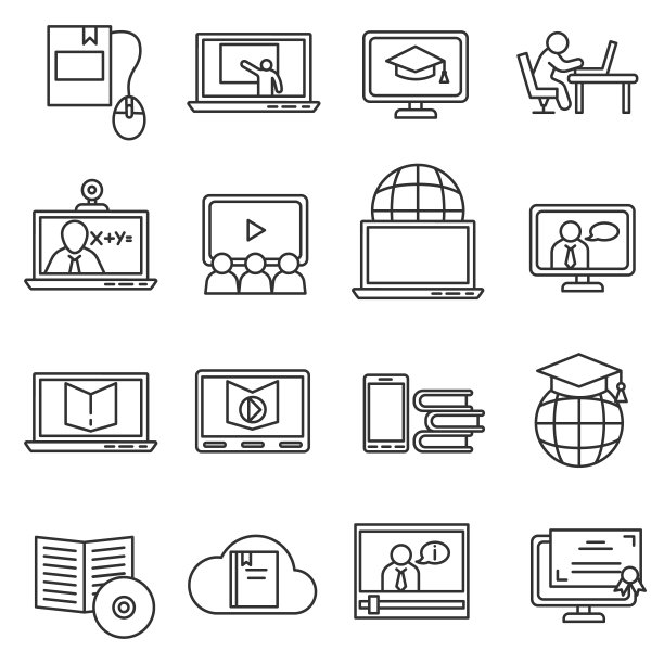 电子学习图标集。图片下载