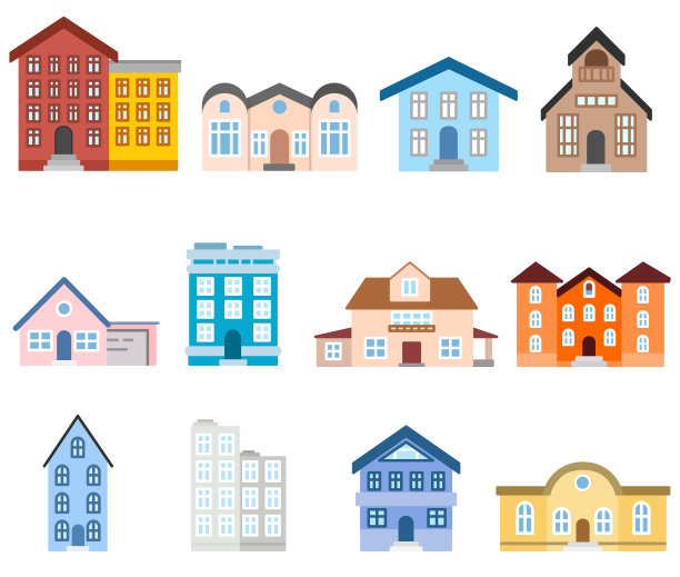 建筑图标集。素材图片