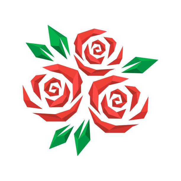 红玫瑰图标低多边形设计图片下载