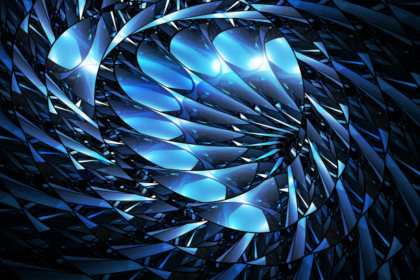 蓝色发光彩色玻璃外星人技术图片下载