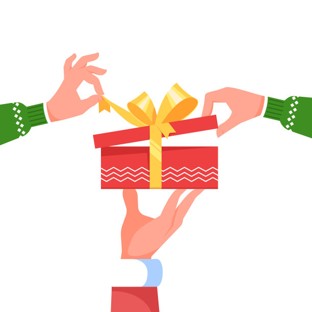 手拿圣诞老人给大礼盒图片下载