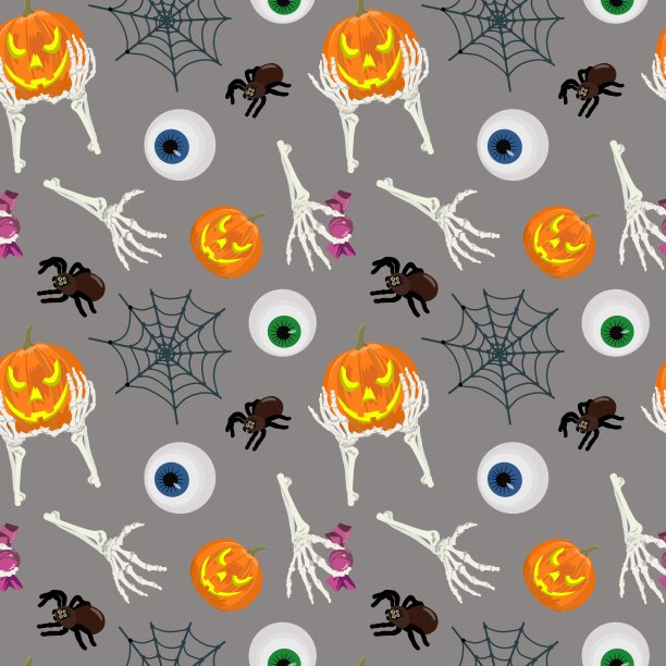 万圣节快乐无缝图案。矢量图图片下载