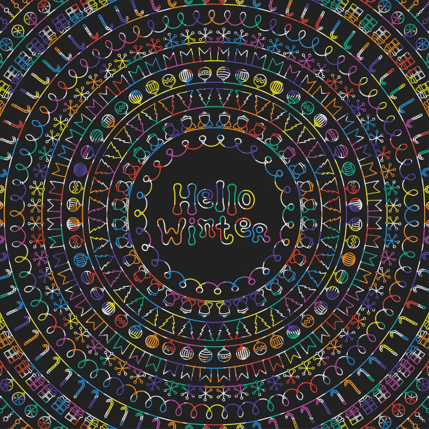 你好,冬天的名片。2018年圣诞贺卡。手绘线边框和框架。书法的短语。手写的字体。冬天的假期。时尚涂鸦风格。年画设计图片下载