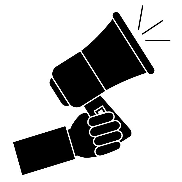 手人类与扩音器声音孤立的图标图片下载