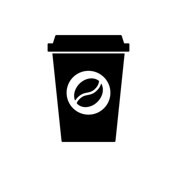 黑色简约咖啡杯图标，白色背景图片下载
