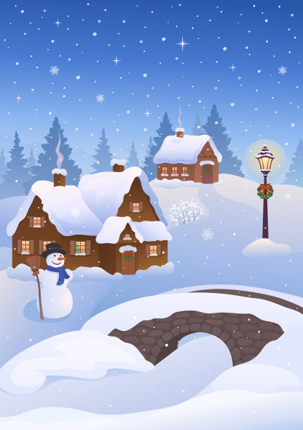 晚上圣诞村图片下载