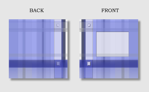 封面的方形模板:正面和背面。版面与文本框的小册子，书，杂志，日记设计。几何背景在蓝色和紫色的色调图片下载