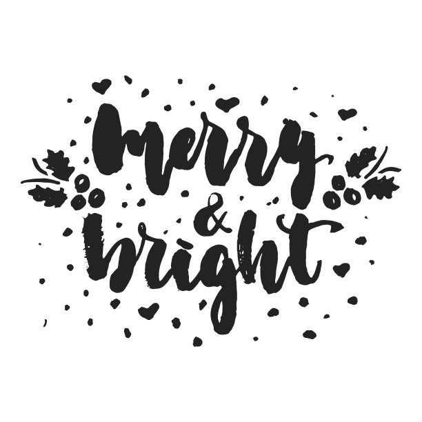 快乐和明亮的手绘制圣诞和新年冬季假期字母报价孤立在白色的背景。有趣的毛笔墨题字为照片叠加，贺卡或海报设计。图片下载