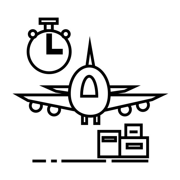航空物流，快速递送矢量线条图标图片下载