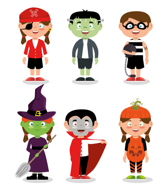 孩子们穿上万圣节套装的习俗图片下载