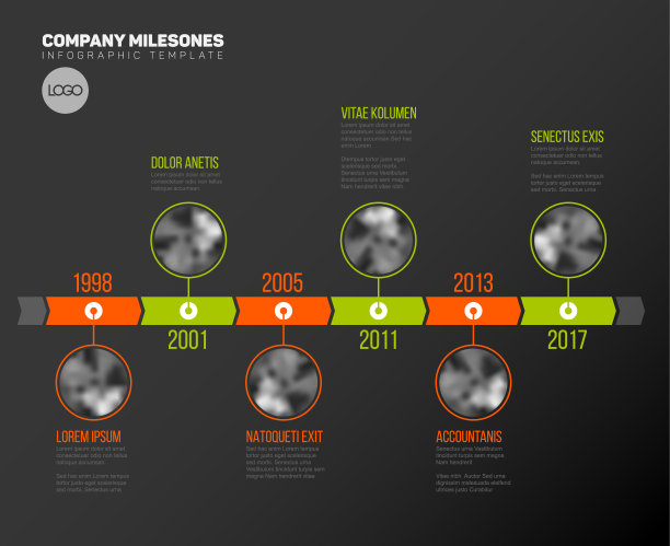 信息图时间轴模板与照片图片下载