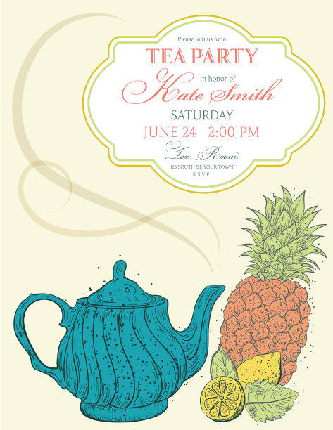 带有文本框架的茶话会背景图片下载