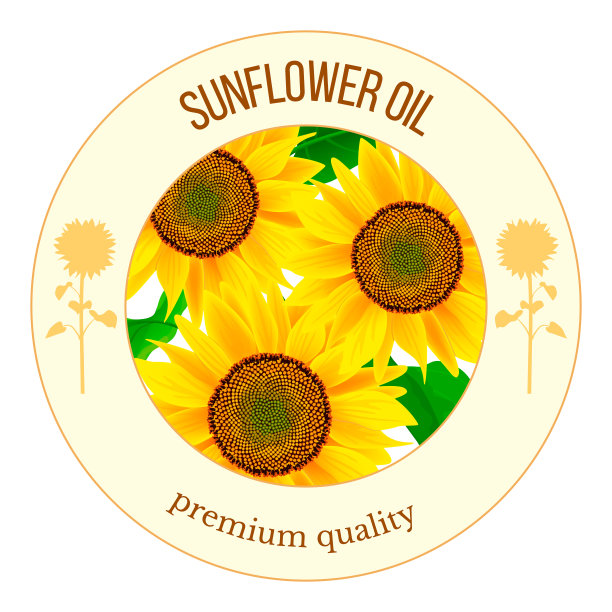 向日葵圆标向量。秋天的打印。用于纺织、装饰、包装、包装、图片下载