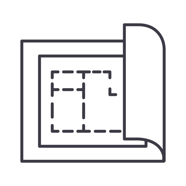 蓝图，房屋平面图项目矢量线图标，标志，背景插图，可编辑的笔画图片下载