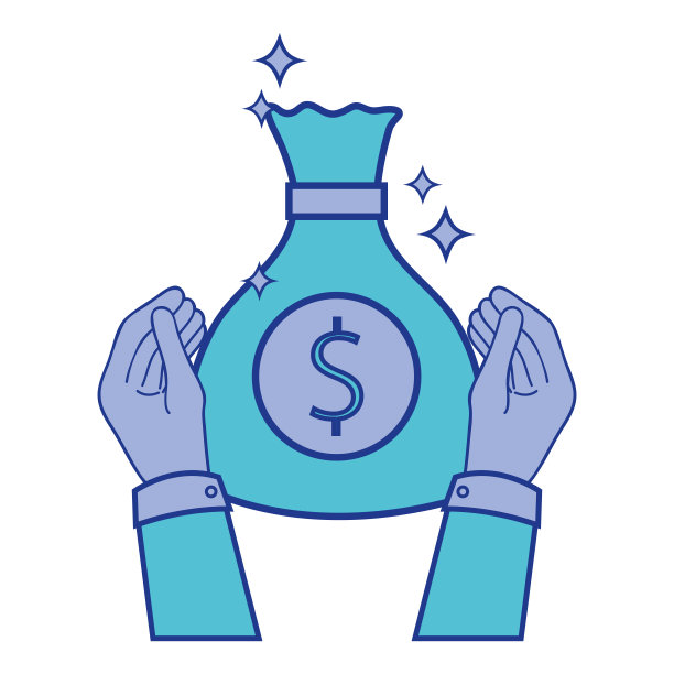 商人手拿袋装现金图片下载