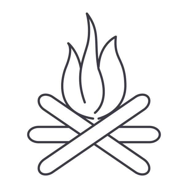 篝火矢量线图标，标志，背景上的插图，可编辑的笔画图片下载