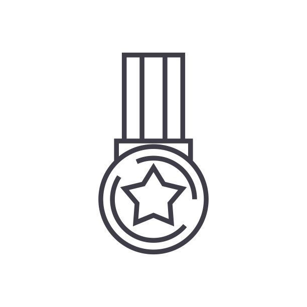 奖章星插图矢量线图标，标志，插图的背景，可编辑的笔触图片下载