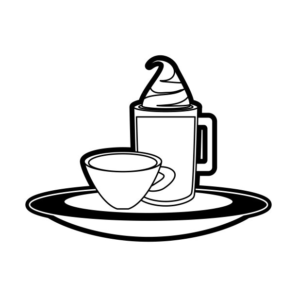 冰咖啡和咖啡杯矢量插画图片下载