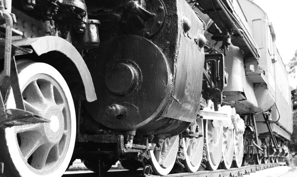 古董r的金属零件的细节黑白照片图片下载