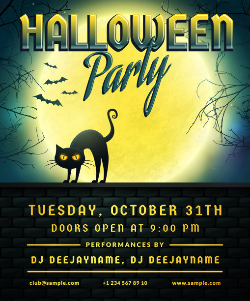万圣节派对邀请函宣传单图片下载