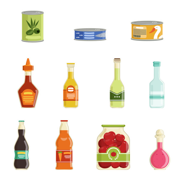 罐头食品向量集图片下载